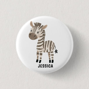 Cute Watercolor Black and White Baby Zebra 1 Inch Round Button