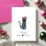 Cute Watercolor Black Cat Christmas Cards<br><div class="desc">Celebrate the holidays with these pink Christmas cards featuring Samantha, a festive black cat illustrated in charming watercolor style. Wearing a Santa hat and holiday bauble on her collar, this cheerful kitty brings a sweet and playful twist to your Merry Christmas wishes. The pun-filled “Happy Paw-lidays” message is scripted with...</div>