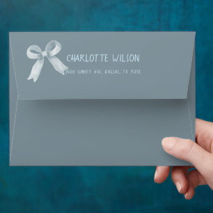 Cute Watercolor Blue Bow Baby Shower Envelope