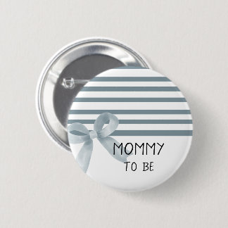 Cute Watercolor Blue Bow Baby Shower Mommy-to-be 2 Inch Round Button