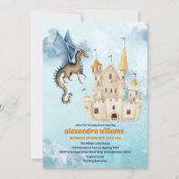 Cute Watercolor Blue Dragon Baby Shower