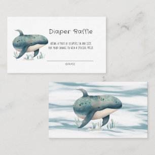 Cute Watercolor Blue Whale Diaper Raffle Business Card