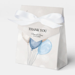 Cute Watercolor Blue White Balloons Party Favor Box