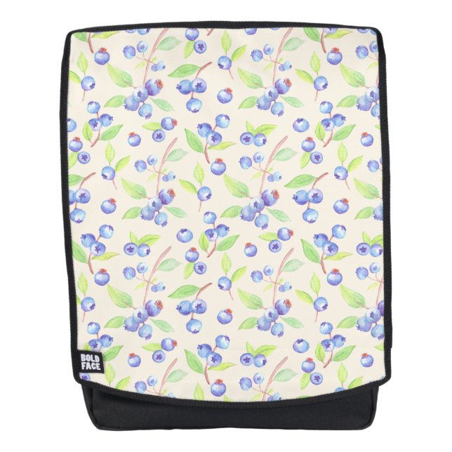 Cute Watercolor Blueberry Botanical Pattern Backpack (Front)