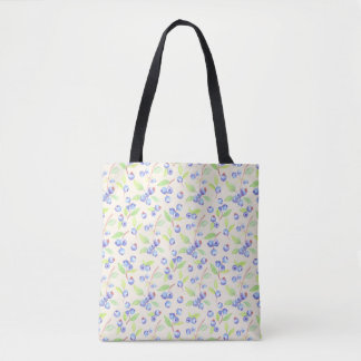 Cute Watercolor Blueberry Botanical Pattern Tote Bag