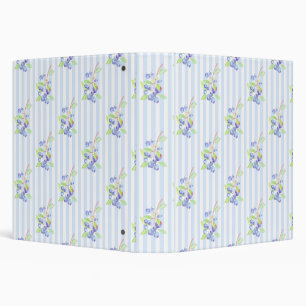 Cute Watercolor Blueberry Botanical Strips Pattern Binder