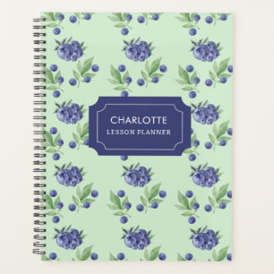 Cute Watercolor Blueberry fruit Teacher Lesson Planner
