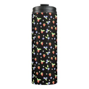 Cute Watercolor blueberry strawberry Pattern Thermal Tumbler