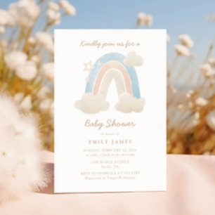 Cute Watercolor  Boho Rainbow Baby Shower Invitation