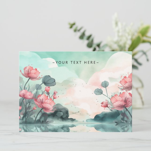 Cute Watercolor Border Personalized Note Card (Standing Front)