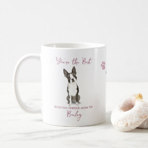 Cute Watercolor Boston Terrier Best Dog Mom Photo Coffee Mug