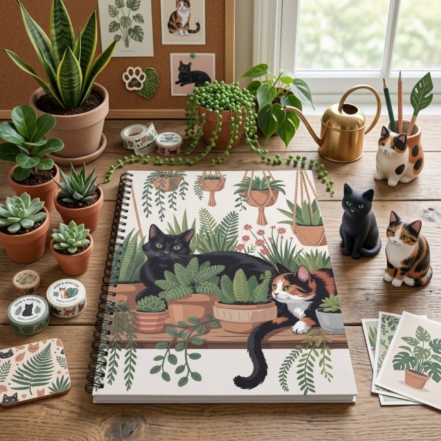 Cute Watercolor Botanical Cat Notebook (Creator Uploaded)