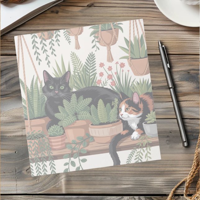 Cute Watercolor Botanical Cat Notepad (Creator Uploaded)