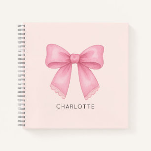 Cute Watercolor Bow Coquette Sketch Notebook