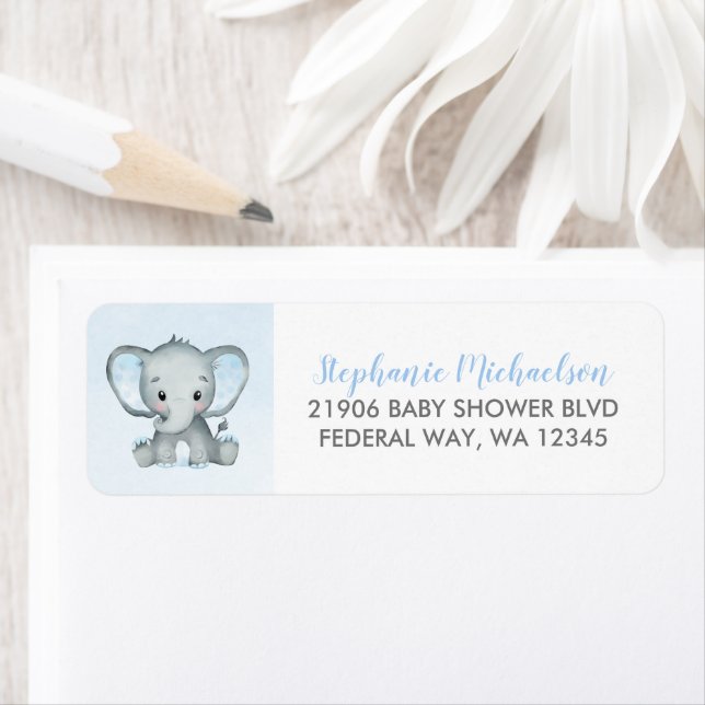 Cute Watercolor Boy Elephant Baby Shower  (Insitu)