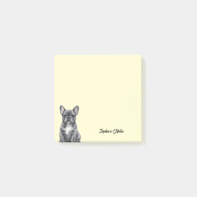Cute Watercolor Bulldog Trendy Custom Post-it Notes (Front)