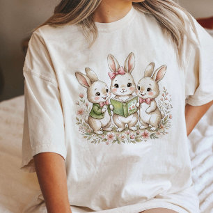 Cute Watercolor Bunnies Reading Story Time Tri-Blend Shirt