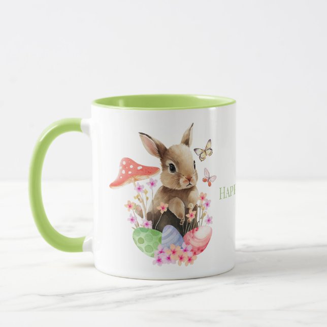 Cute Watercolor Bunny And Easter Eggs Mug (Left)
