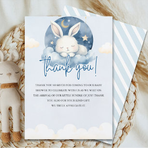 Cute Watercolor Bunny Baby Shower Boy Thank You Card