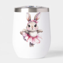 Cute Watercolor Bunny Ballerina Birthday 