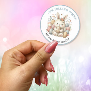 Cute watercolor Bunny Easter customizable Classic Round Sticker