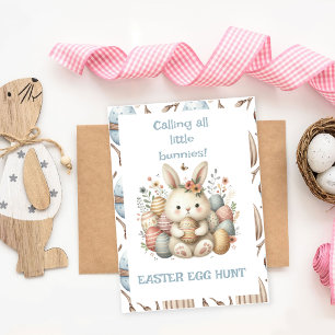 Cute watercolor Bunny Easter Egg Hunt folded card