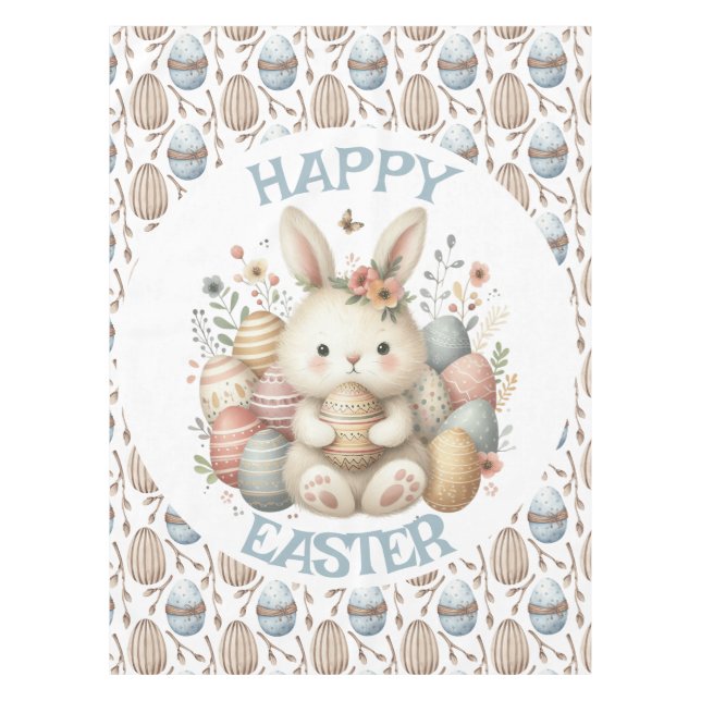 Cute watercolor Bunny Easter  Tablecloth (Front)