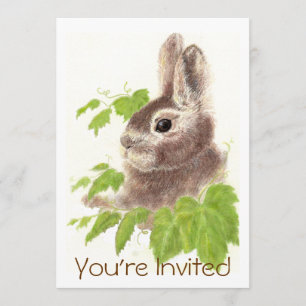 Cute Watercolor Bunny Rabbit Birthday Party Invite