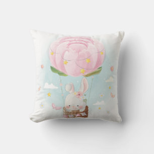 Cute Watercolor Bunny Throw Pillow