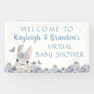 Cute Watercolor Bunny Virtual Baby Shower Welcome Banner