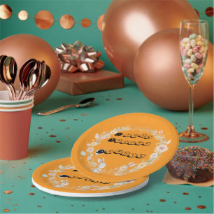 Cute Watercolor Bunny Wreath Personalized Easter Paper Plate