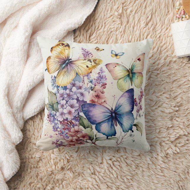 cute watercolor butterfly lovers  throw pillow (Blanket)