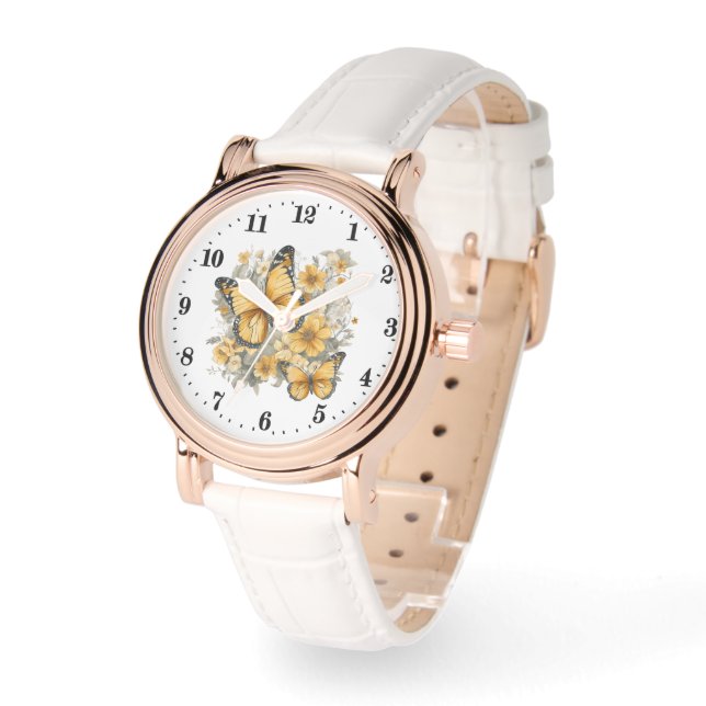 Cute watercolor butterfly lovers  watch (Angle)
