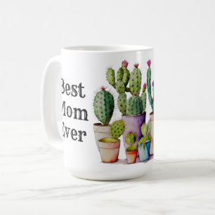 Cute watercolor cacti cactus succulents Best Mom  Coffee Mug