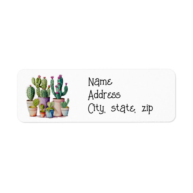 Cute watercolor cacti cactus succulents in pots (Front)