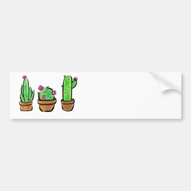 Cute watercolor Cactus cacti succulents  Bumper Sticker (Front)