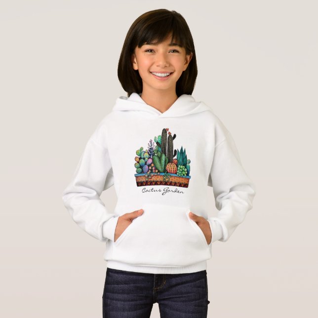 Cute Watercolor Cactus Garden (Devant entier)