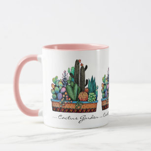 Cute Watercolor Cactus Garden In Pot Mug