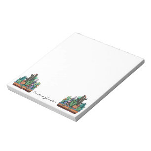 Cute Watercolor Cactus Garden In Pot Notepad