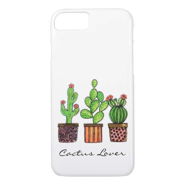 Cute Watercolor Cactus In Pots Case-Mate iPhone Case (Back)