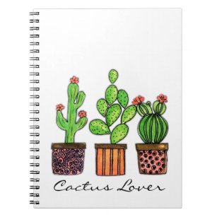 Cute Watercolor Cactus In Pots Notebook
