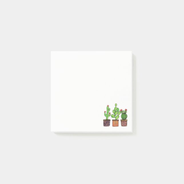 Cute Watercolor Cactus In Pots Post-it Notes (Front)