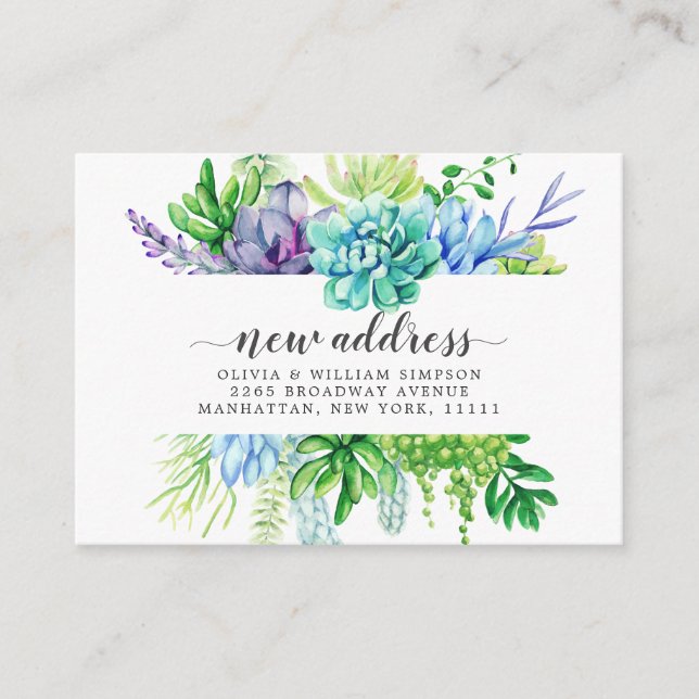 Cute Watercolor Cactus Moving Announcement (Front)