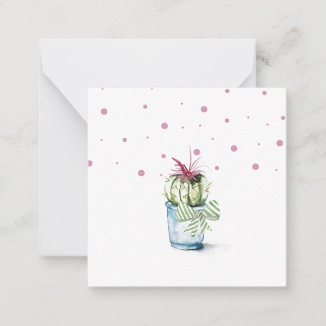 Cute Watercolor Cactus Note Cards (Front)