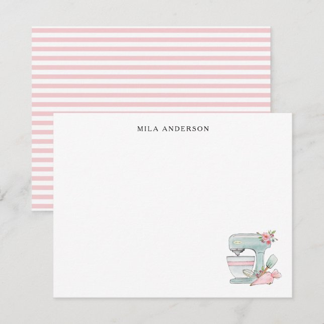 Cute watercolor Cake Mixer Flat  Thank You Card (Front/Back)