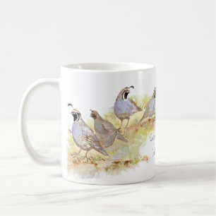 Cute Watercolor California Quail Bird Art Coffee Mug
