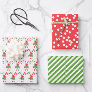 Cute Watercolor Candy Canes - Christmas Wrapping Paper Sheet