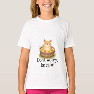 Cute Watercolor Capybara in Hot Tub with Oranges & T-Shirt