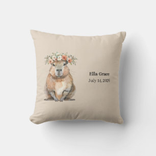 Cute Watercolor Capybara Throw Pillow