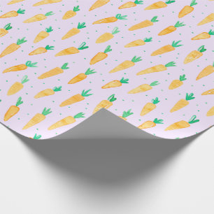 Cute Watercolor Carrots lilac Wrapping Paper